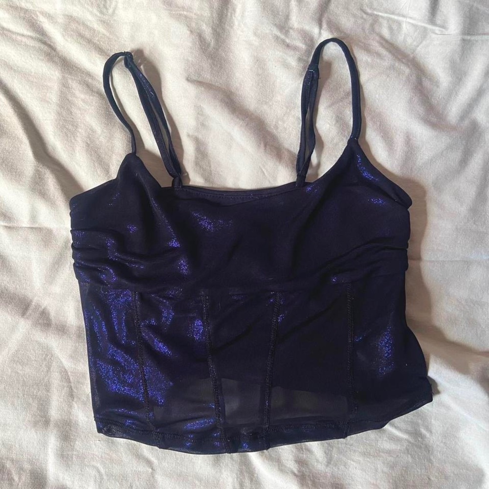 Blue mesh shimmer top from UO